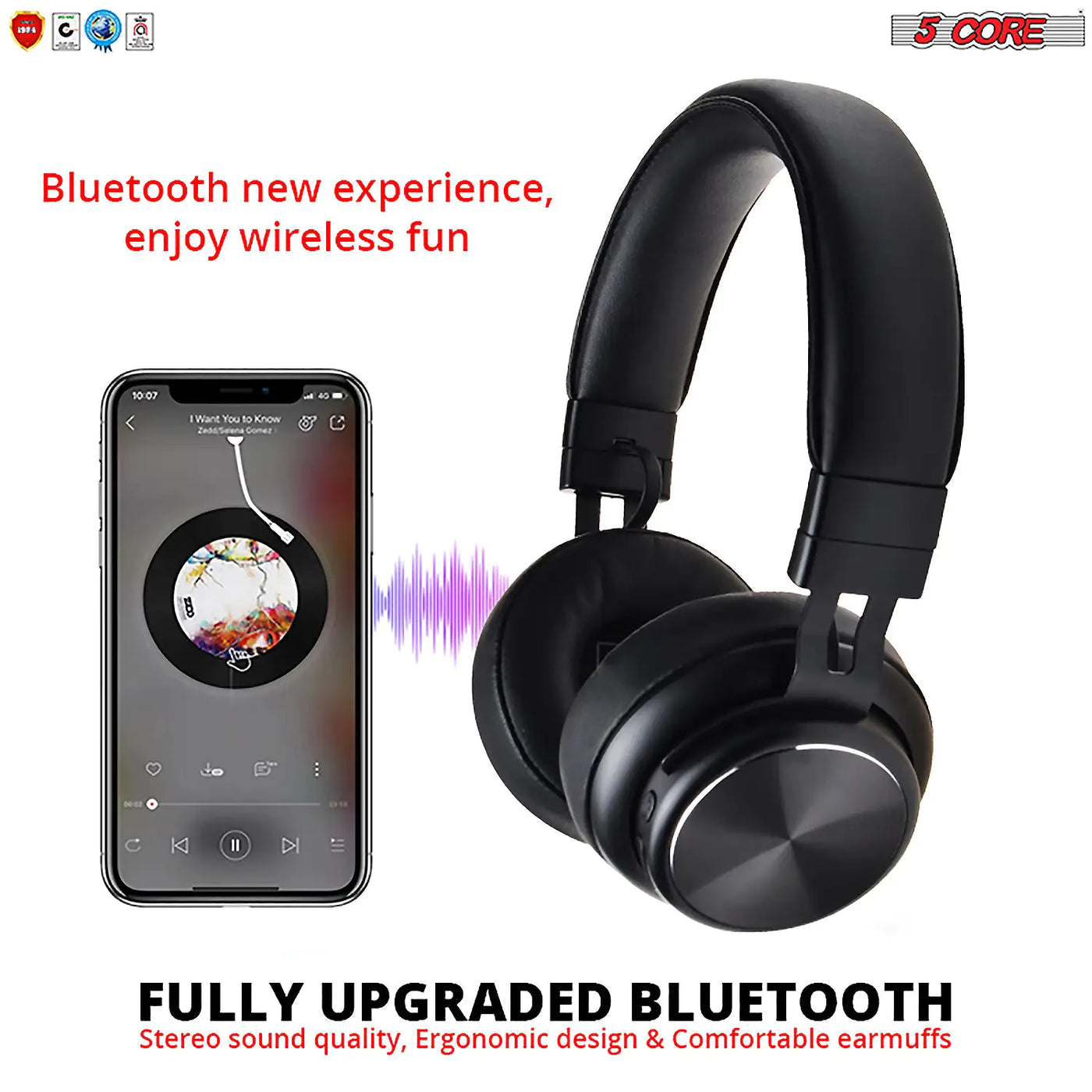 5Core Bluetooth Headphones Wireless Noise Cancelling Audifonos Inalambricos